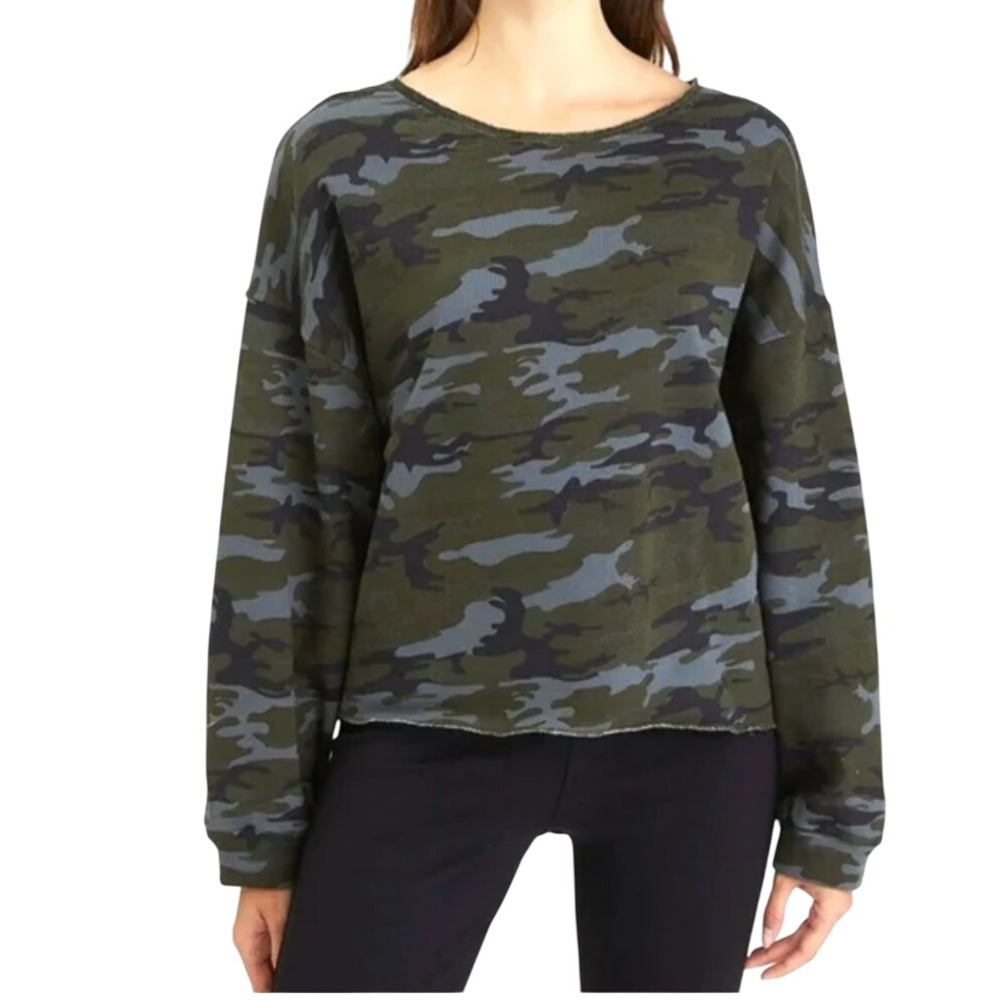 Sanctuary Camouflage Sweatshirt Crewneck Cotton Long Sleeve Casual Womens L/XL